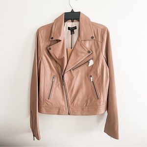 NWT Halogen Pink Leather Moto Jacket